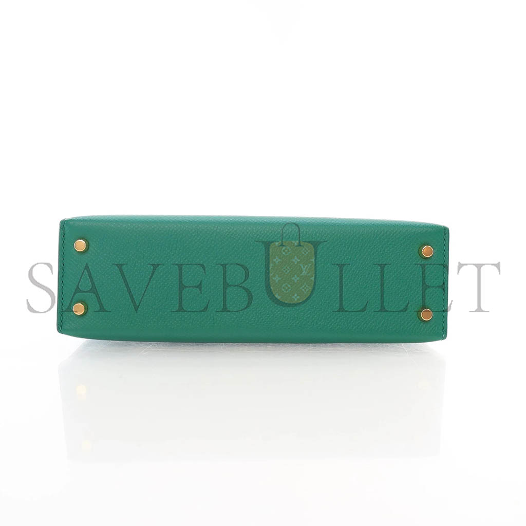HERMÈS MASTER MINI KELLY II EPSOM MALACHITE GREEN GOLD BUCKLE (19*12*5.5cm)